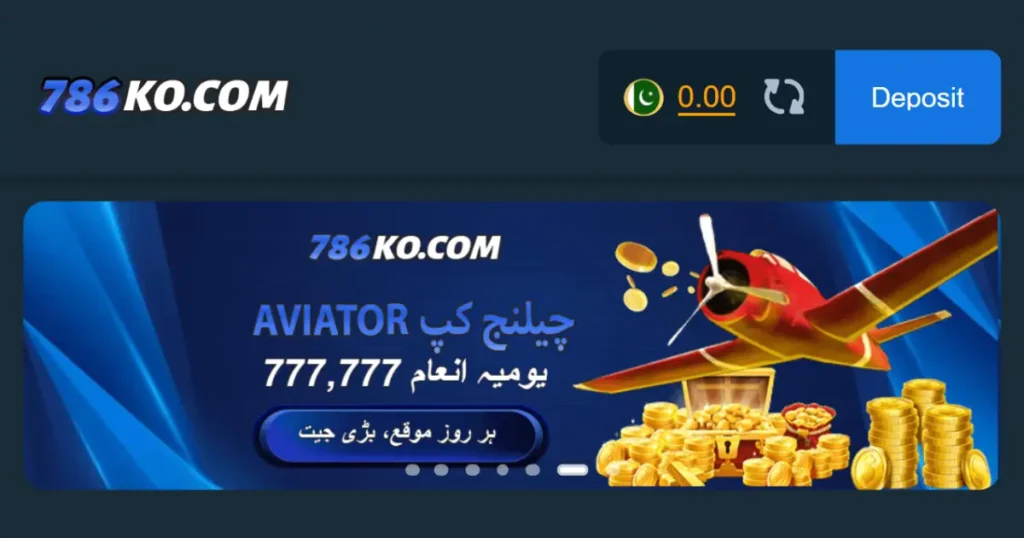 786KO Aviator game banner showing airplane and reward coins